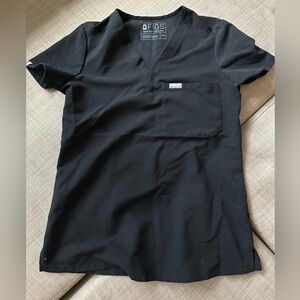 Figs Black Single Pocket Scrub Top & Jogger Scrub Pants (Size XXS)